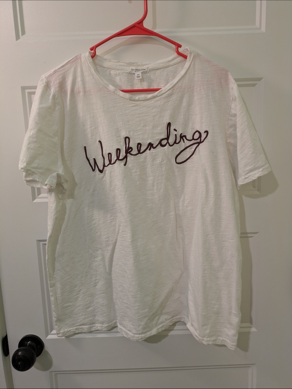 🔴 3/$15 Weekend Script Graphic Tee - White